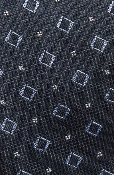 Hugo Boss Boss Geometric Pattern Silk Tie In Blue