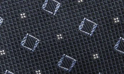 Hugo Boss Boss Geometric Pattern Silk Tie In Blue