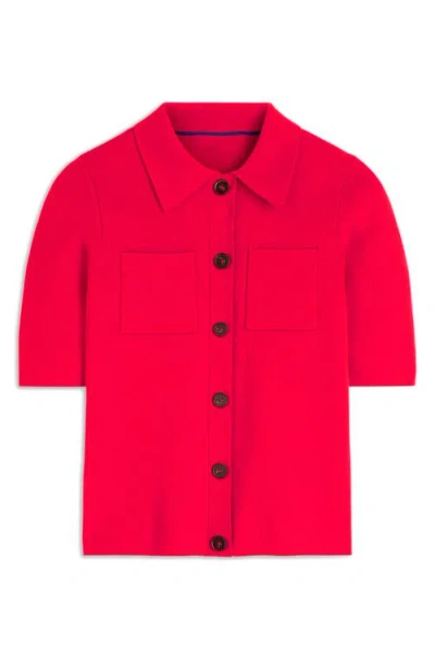 Boden Knit Button-up Top In Red