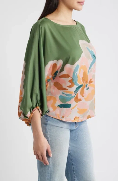 Wit & Wisdom Placement Print Peasant Top In Multi