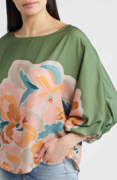 Wit & Wisdom Placement Print Peasant Top In Multi