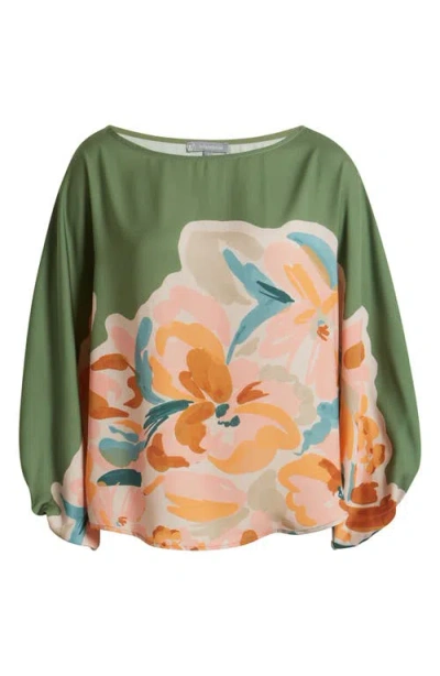 Wit & Wisdom Placement Print Peasant Top In Multi