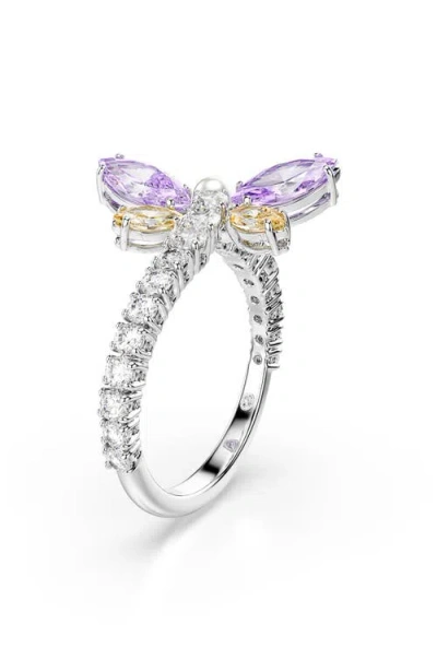 Swarovski Multicolor Crystal Ring In Pattern