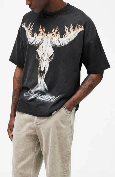 Represent Mens Stained Black British Cowboys Graphic-print Cotton-blend T-shirt In Black