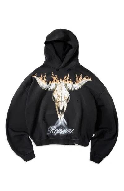 Represent Stylish Stained Sweater For Men In Black