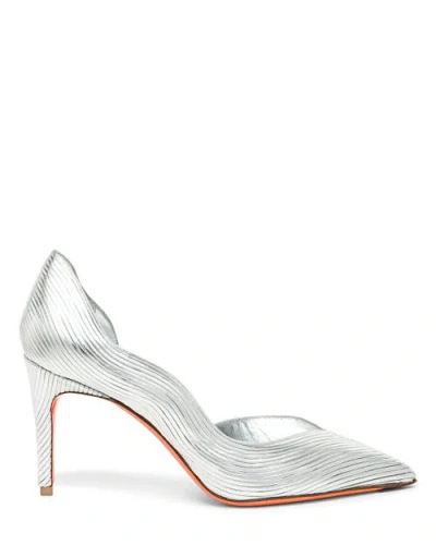 Santoni Leather High-heel Pump In Silver