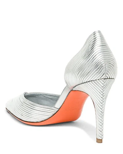 Santoni Leather High-heel Pump In Silver