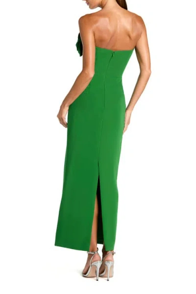 Mac Duggal Crepe Strapless Midi Dress With 3d Flower Detail In Green
