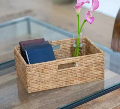 Artifacts Trading Company ™ Artifacts Rattan Rectangular Shelf Basket With Side Handles In Brown