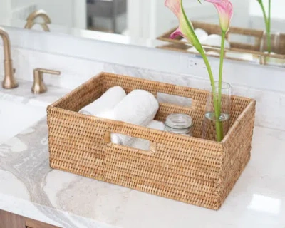 Artifacts Trading Company ™ Artifacts Rattan Rectangular Shelf Basket With Side Handles In Brown
