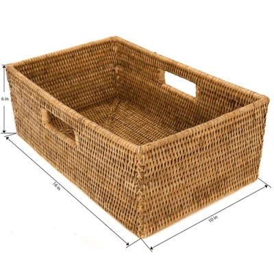 Artifacts Trading Company ™ Artifacts Rattan Rectangular Shelf Basket With Side Handles In Brown