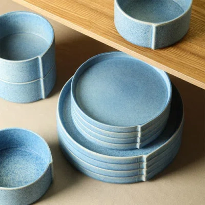 Stone Lain Bao Stoneware 12-piece Dinnerware Set In Blue