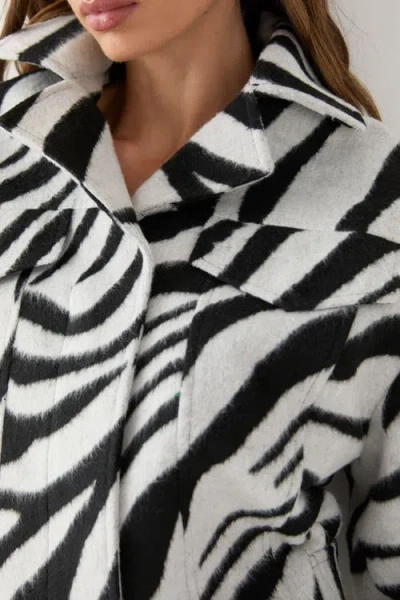 Misspap Zebra Cropped Collared Jacket In Multi