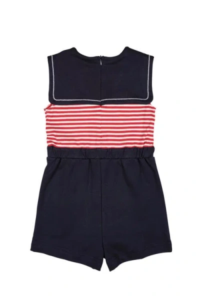 Florence Eiseman Stripe Knit Shorts Romper With Sailor Collar In Multi
