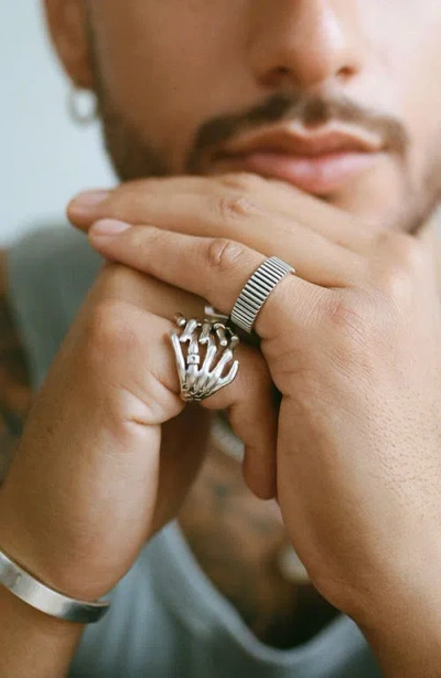 Serge Denimes Skeleton Hands Ring In Silver