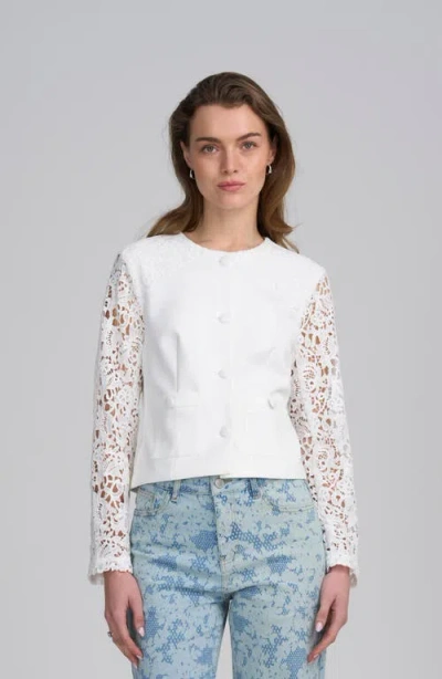 Elle Collection Lace Satin Jacket In Multi