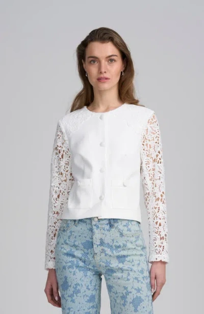 Elle Collection Lace Satin Jacket In Multi