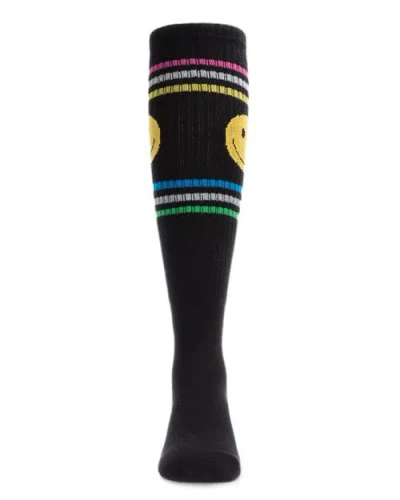 Memoi Multi Stripe Smiley Knee High Sock In Pattern
