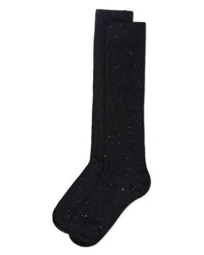 Memoi Thin Ribbed Speckled Knee High In Pattern