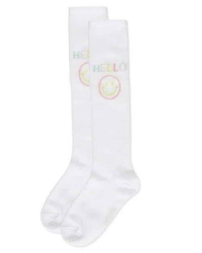 Memoi Hello-theme Knee High Sock In White