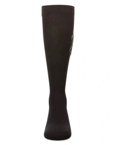 Memoi Boxed Bear Patch Knee High Socks In Black