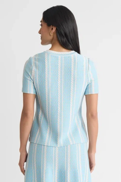 Ming Wang Roadmap Pattern Soft Knit Top In Blue
