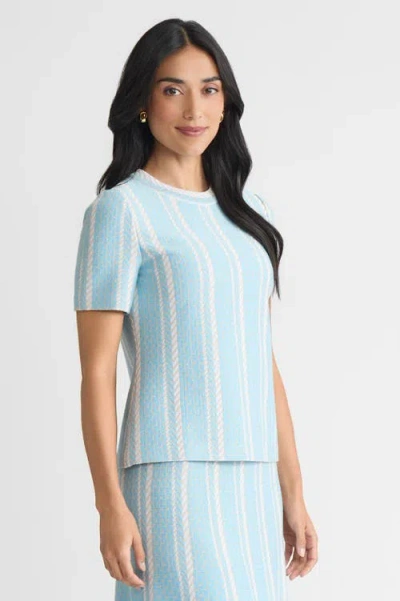 Ming Wang Roadmap Pattern Soft Knit Top In Blue