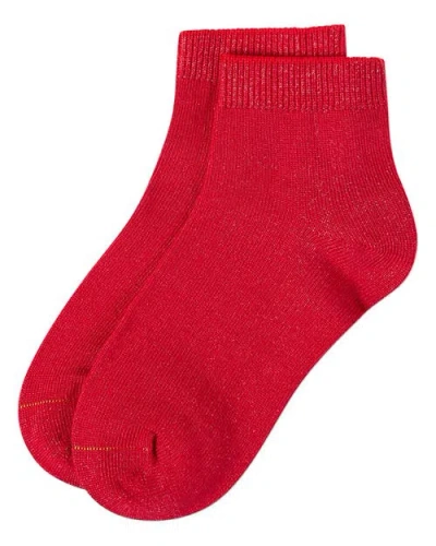 Memoi Basic Silky-soft Gauge Ankle Sock In Red