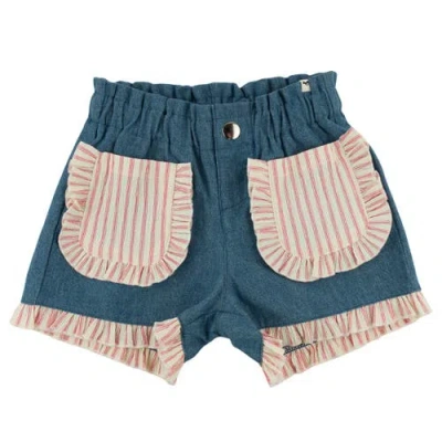 Oh Baby ! Denim Libby Ruffle Short In Multi