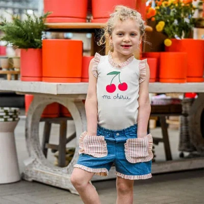 Oh Baby ! Denim Libby Ruffle Short In Multi