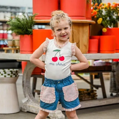 Oh Baby ! Denim Libby Ruffle Short In Multi