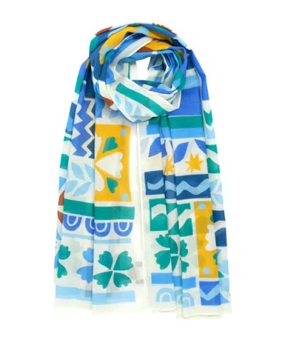 Echo Solstice Collage Sarong In Blue