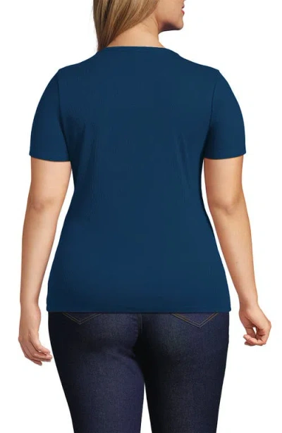 Lands' End Plus Size Micro Rib T-shirt In Blue