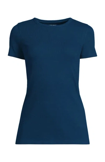 Lands' End Plus Size Micro Rib T-shirt In Blue