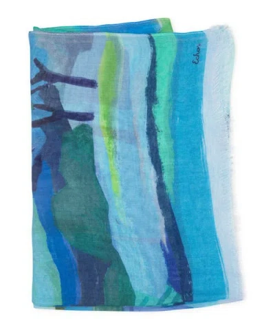 Echo Painterly Landscape Wrap In Blue