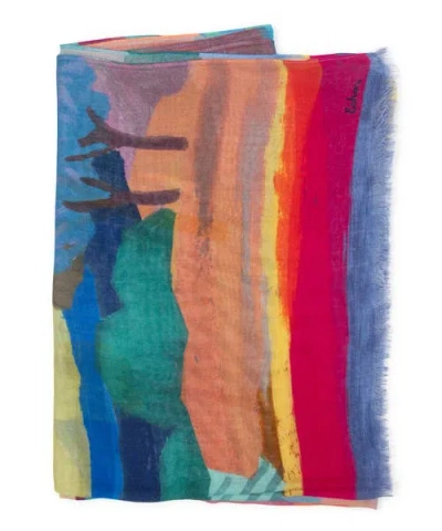 Echo Painterly Landscape Wrap In Multi