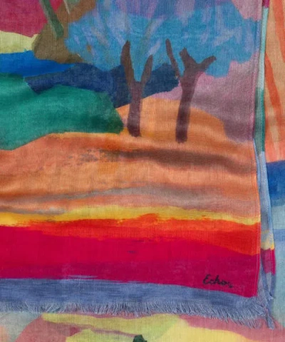 Echo Painterly Landscape Wrap In Multi