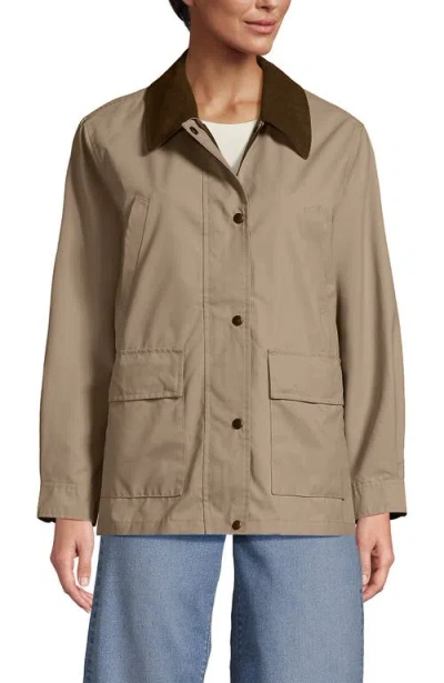 Lands' End Waxed Barn Jacket In Neutral