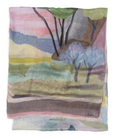 Echo Painterly Landscape Wrap In Multi
