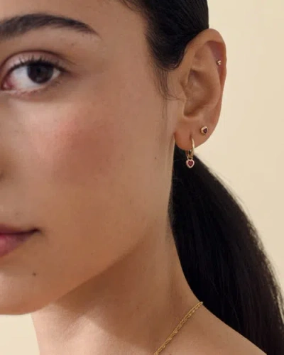 Edge Of Ember Solid Gold Heart Ruby Stud Earrings In Gold
