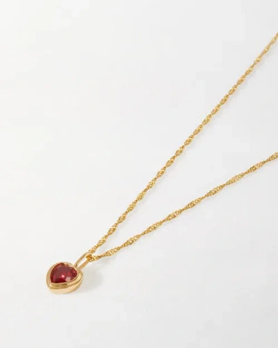 Edge Of Ember Solid Gold Heart Ruby Necklace In Red