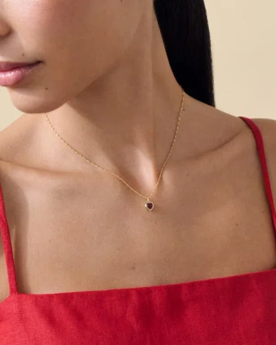 Edge Of Ember Solid Gold Heart Ruby Necklace In Red