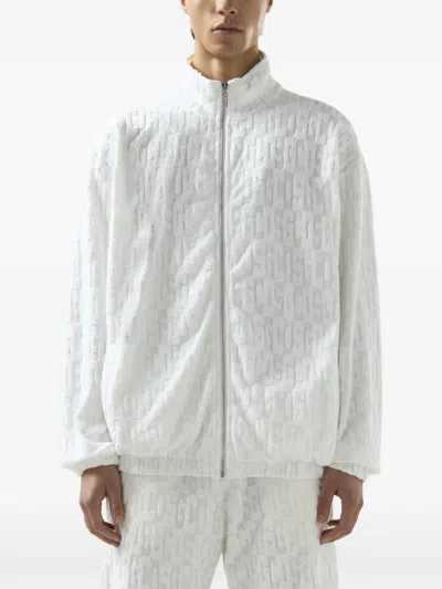 Gcds Terry Monogram Zip-up Jacket In White
