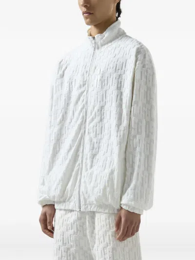 Gcds Terry Monogram Zip-up Jacket In White