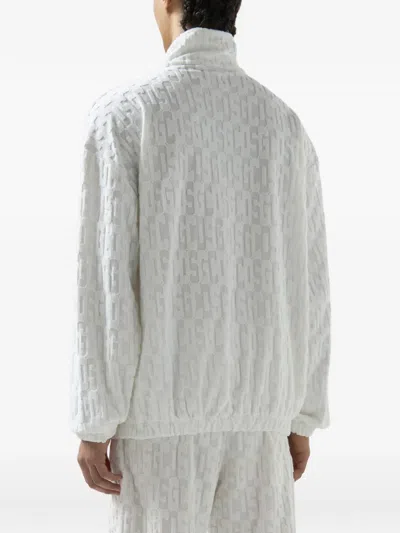 Gcds Terry Monogram Zip-up Jacket In White