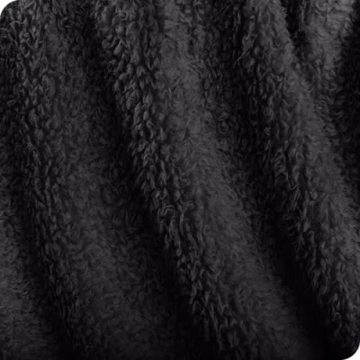 Bare Home Solid Faux Shearling Blanket In Black