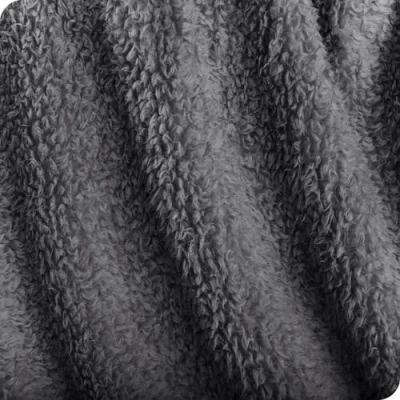 Bare Home Solid Faux Shearling Blanket In Gray