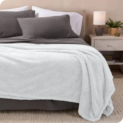 Bare Home Solid Faux Shearling Blanket In White