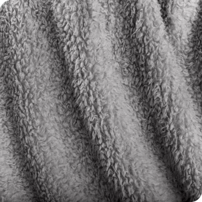 Bare Home Solid Faux Shearling Blanket In Gray