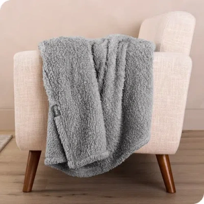 Bare Home Solid Faux Shearling Blanket In Gray
